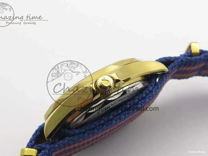 0327 Modern Seamaster 300M 007 YG URF 1:1 Best Edition White Dial Ceramic Bezel On Nylon Strap A 8115